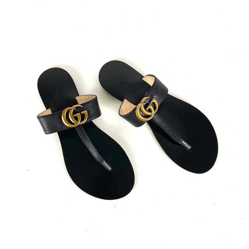 Leather Thong Sandal Black
