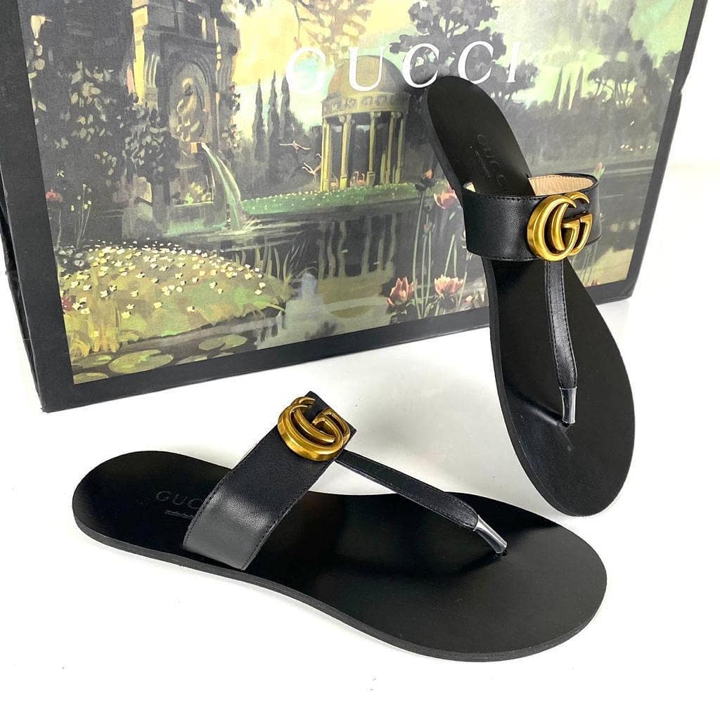 Leather Thong Sandal Black