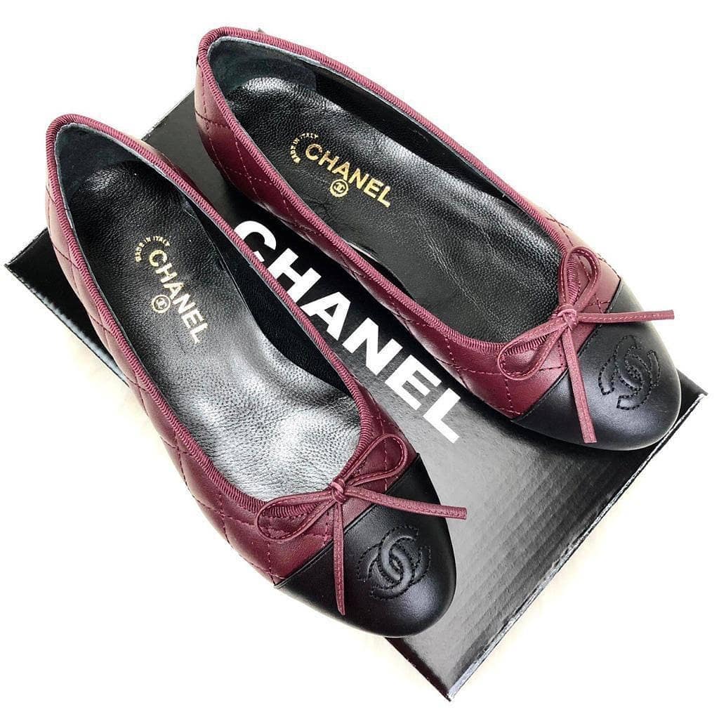 Ballerinas Flat Shoes Burgundy