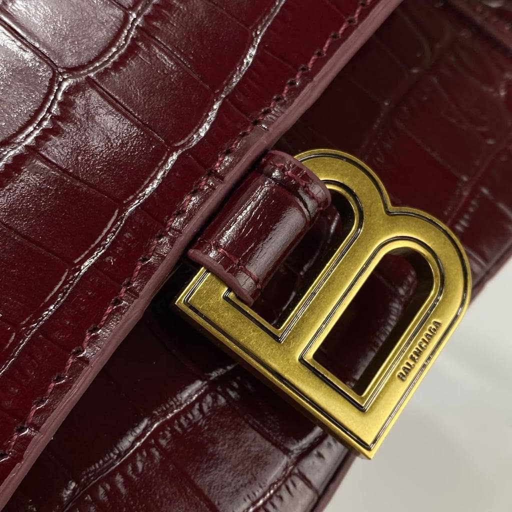 Hourglass Small Top Handle Bag Burgundy
