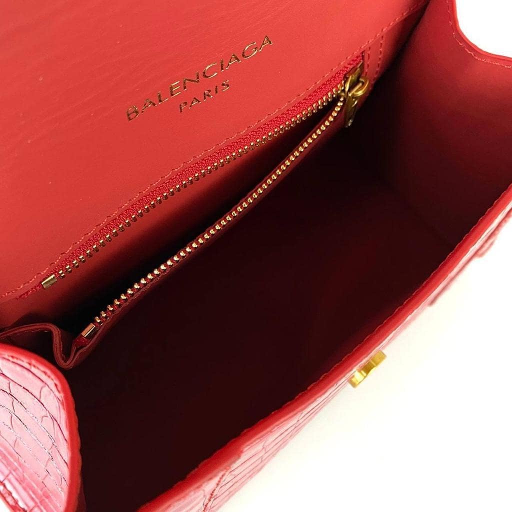 Hourglass Small Top Handle Bag Red