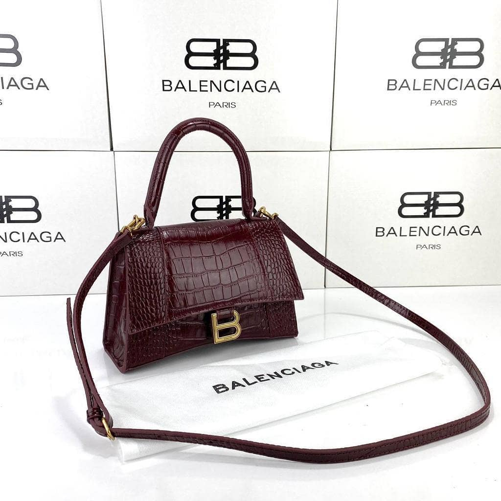 Hourglass Small Top Handle Bag Burgundy