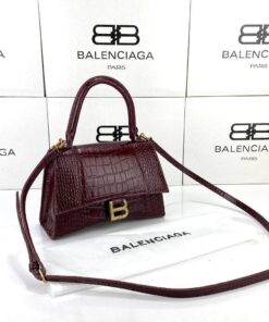 Hourglass Small Top Handle Bag Burgundy