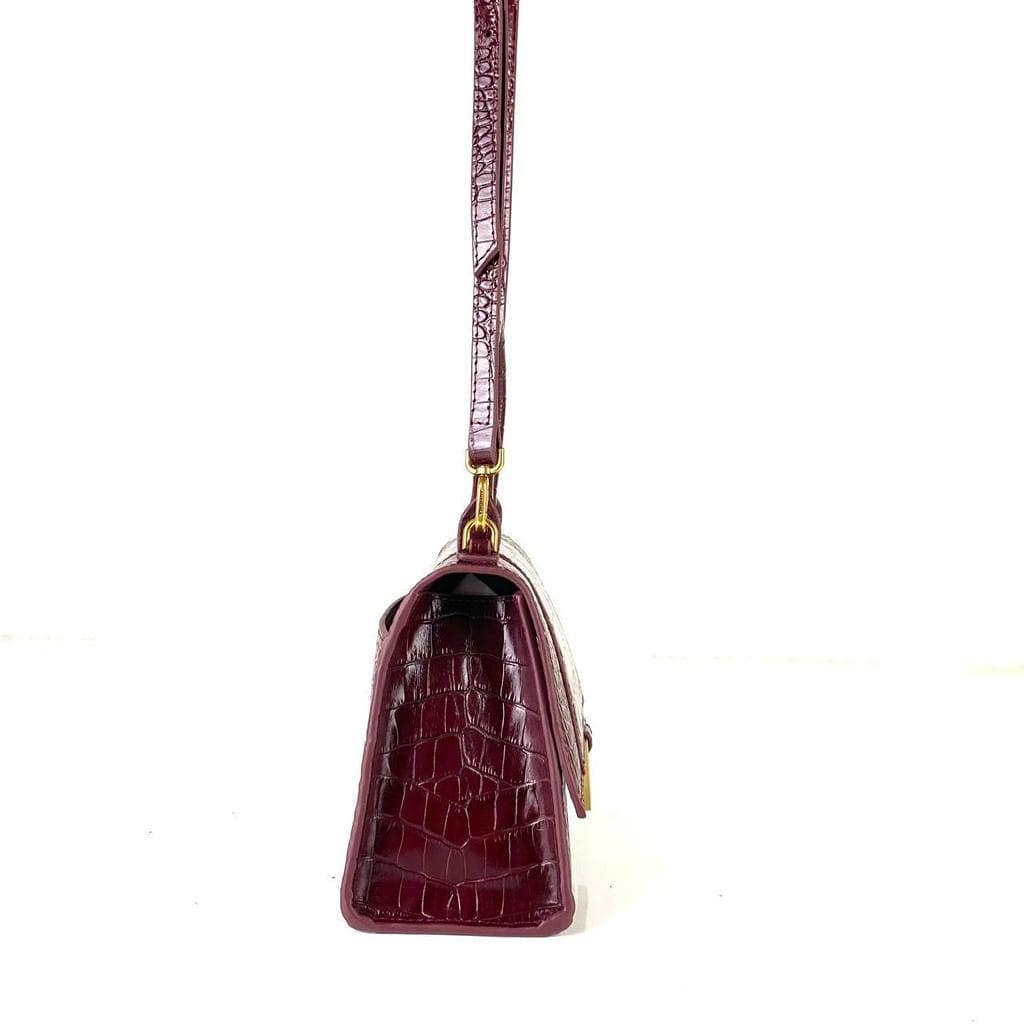 Hourglass Small Top Handle Bag Burgundy
