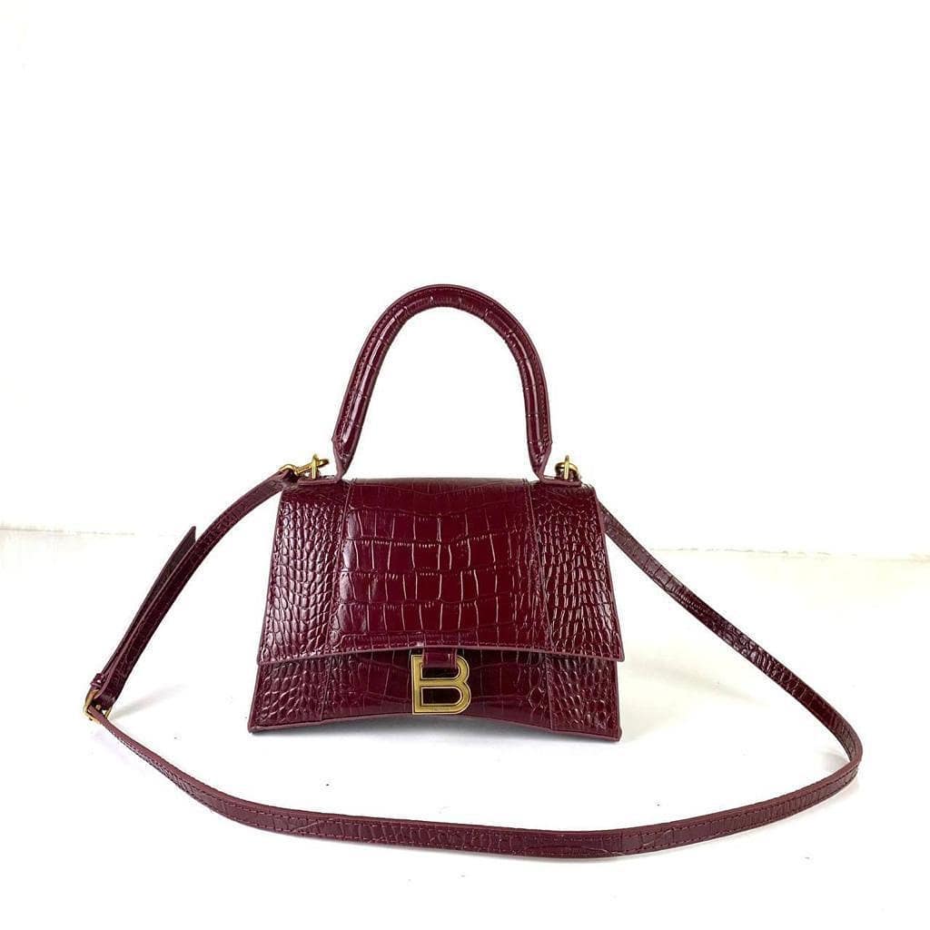 Hourglass Small Top Handle Bag Burgundy