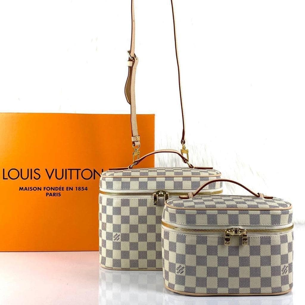 Nice BB & Mini Cosmetic Pouch (White Damier)