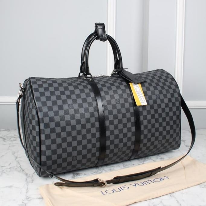 KEEPALL BANDOULIÈRE 55 DAMIER GRAPHITE CANVAS