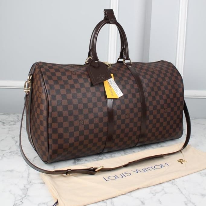 KEEPALL BANDOULIÈRE 55 DAMIER EBENE CANVAS