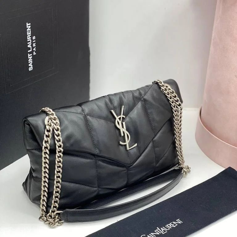 LOULOU PUFFER BAG BLACK SILVER