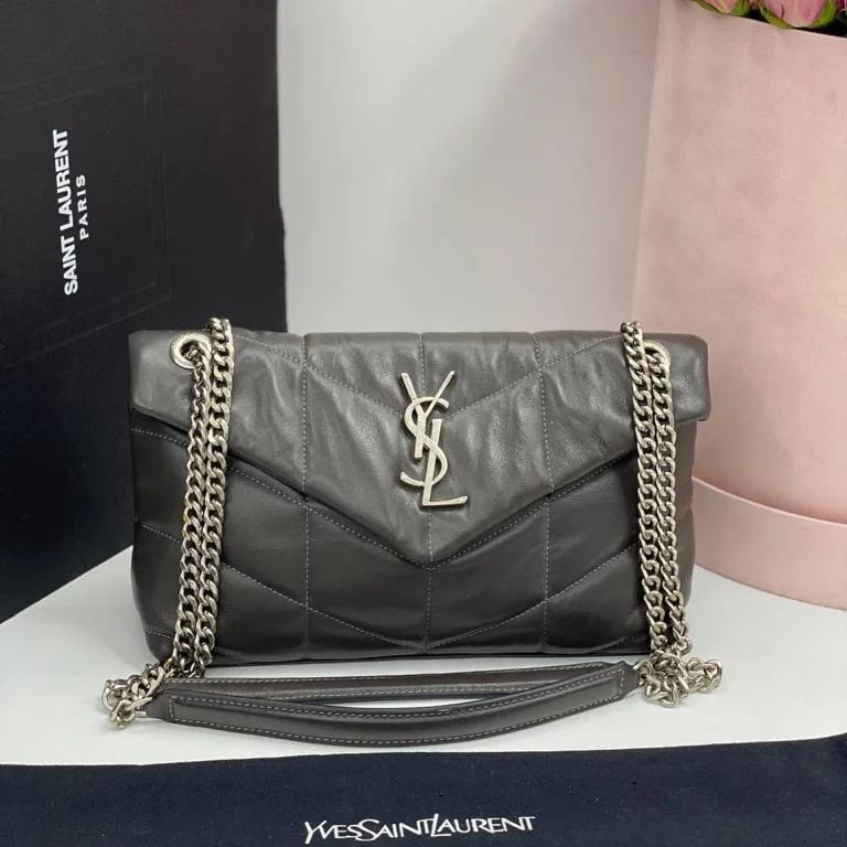 LOULOU PUFFER BAG BLACK SILVER