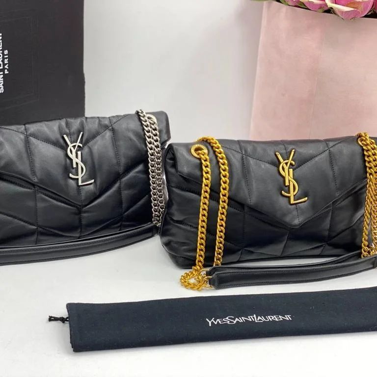 LOULOU PUFFER BAG BLACK SILVER