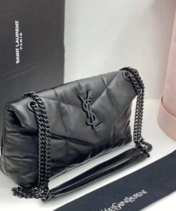 LOULOU PUFFER BAG BLACK on BLACK