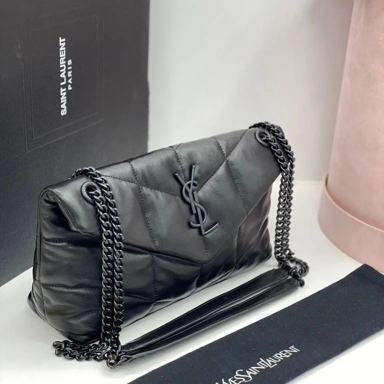 LOULOU PUFFER BAG BLACK on BLACK