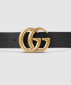 BLACK  %100 LEATHER BELT GOLD / SILVER BUCKLE 40 MM