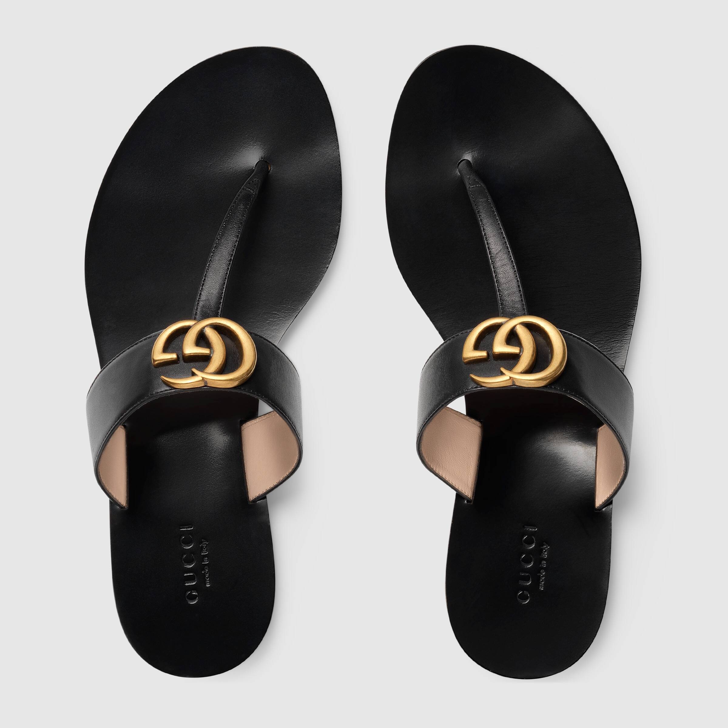 Leather Thong Sandal Black