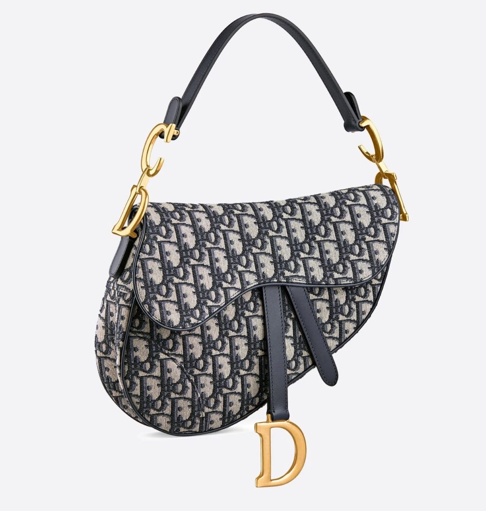 SADDLE BAG IN BLUE OBLIQUE JACQUARD CANVAS