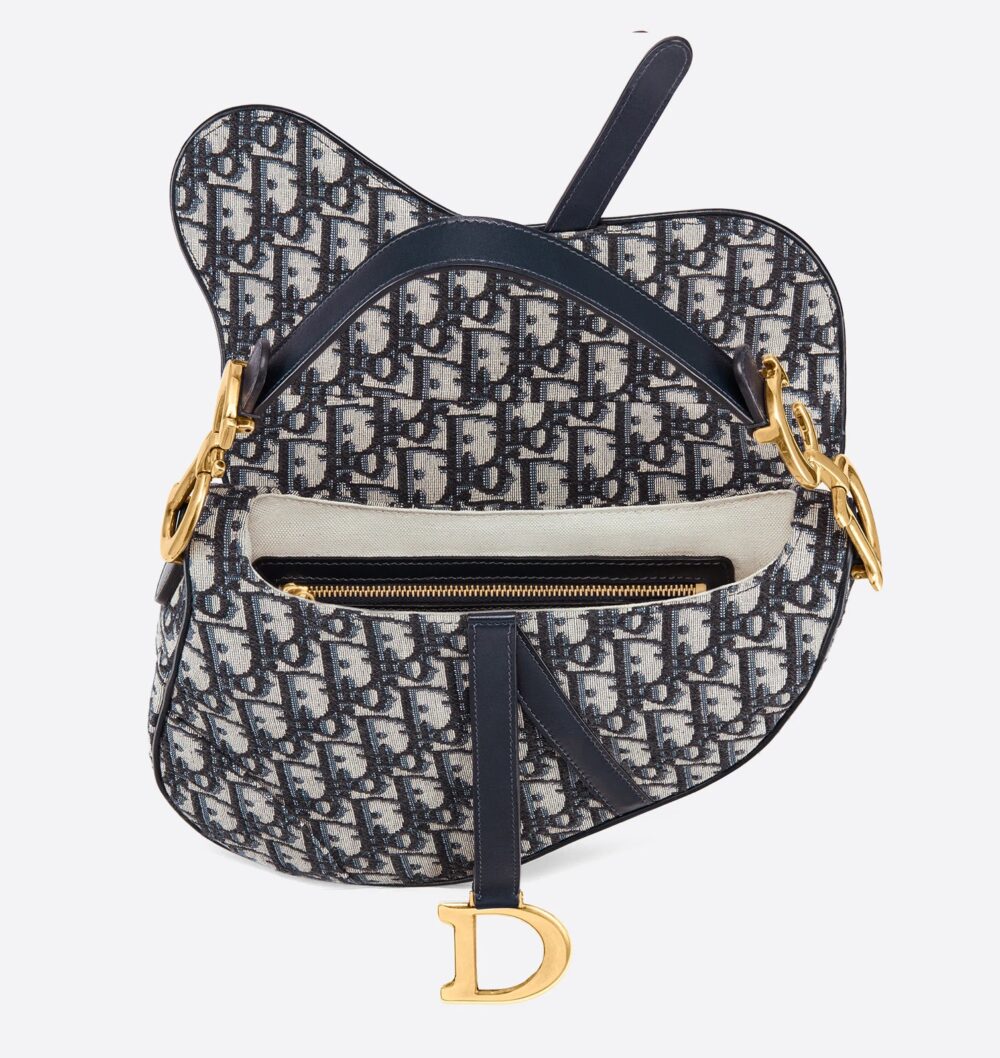 SADDLE BAG IN BLUE OBLIQUE JACQUARD CANVAS