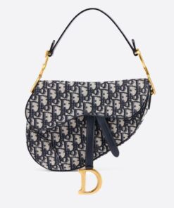 SADDLE BAG IN BLUE OBLIQUE JACQUARD CANVAS