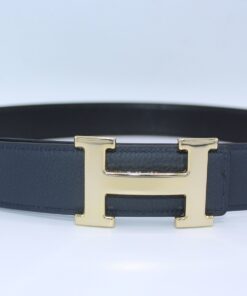 H BUCKLE  %100 LEATHER BELT REVERSIBLE DARK BLUE&BLACK BELT