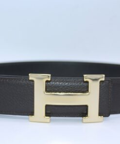 H BUCKLE BELT REVERSIBLE DARK BROWN&BLACK