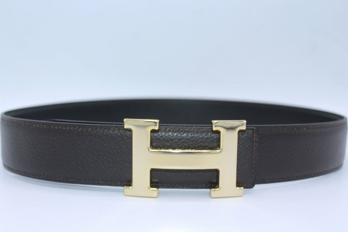 H BUCKLE BELT REVERSIBLE DARK BROWN&BLACK