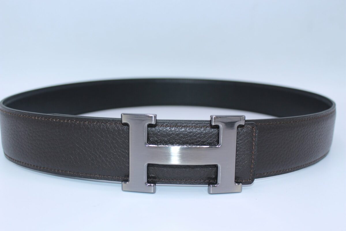 H BUCKLE BELT REVERSIBLE DARK BROWN&BLACK