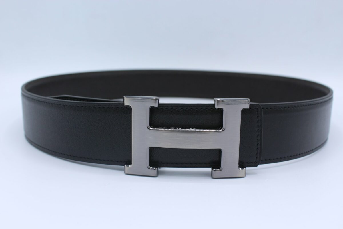 H BUCKLE BELT REVERSIBLE DARK BROWN&BLACK
