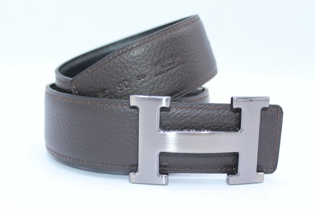 H BUCKLE BELT REVERSIBLE DARK BROWN&BLACK