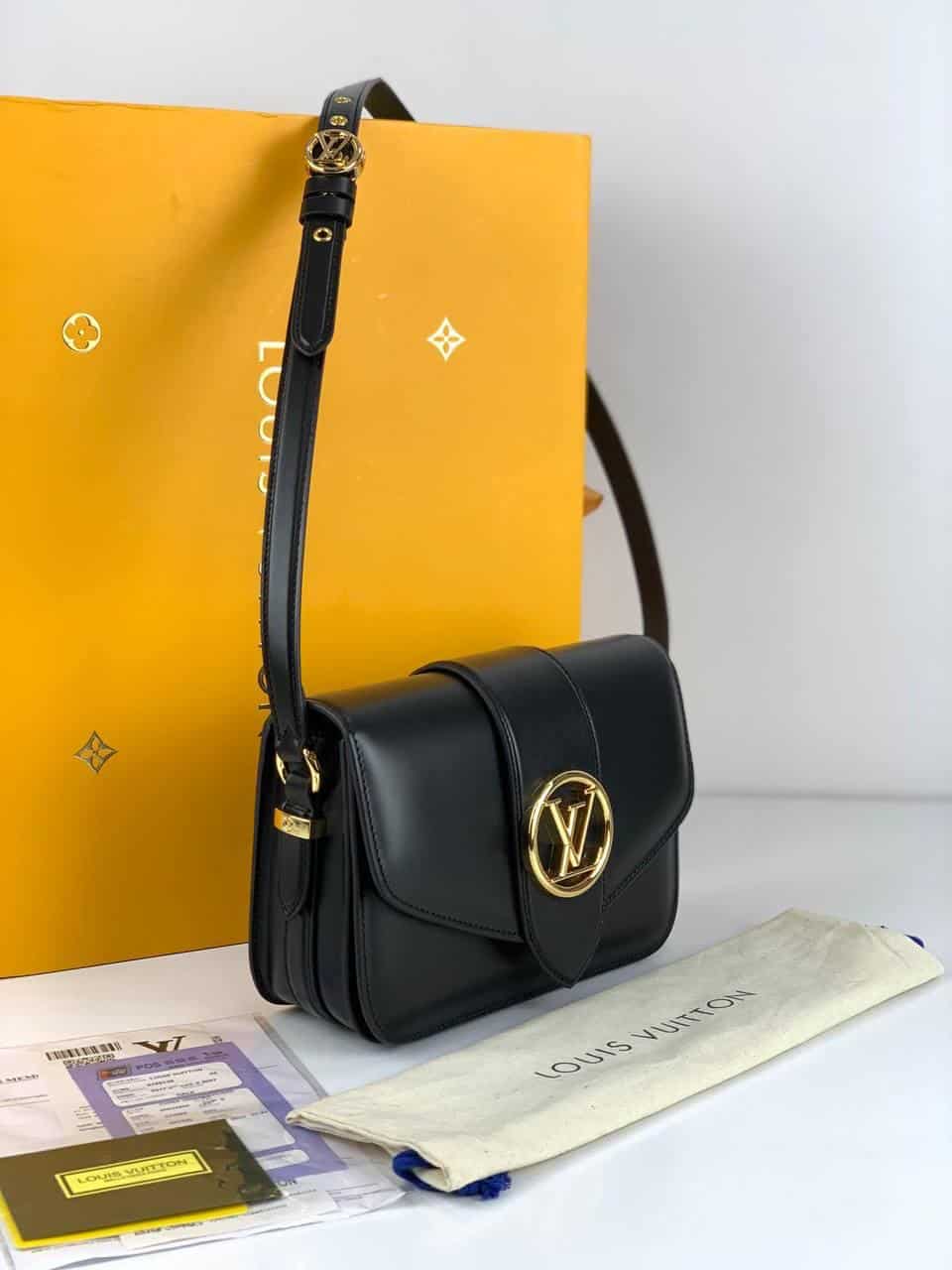 Black LV Leather Bag