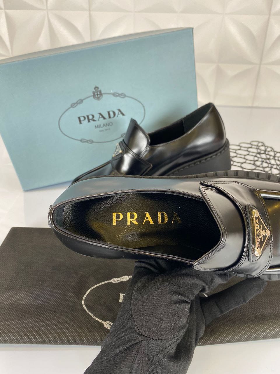 Brushed Leather Women Black Loafers