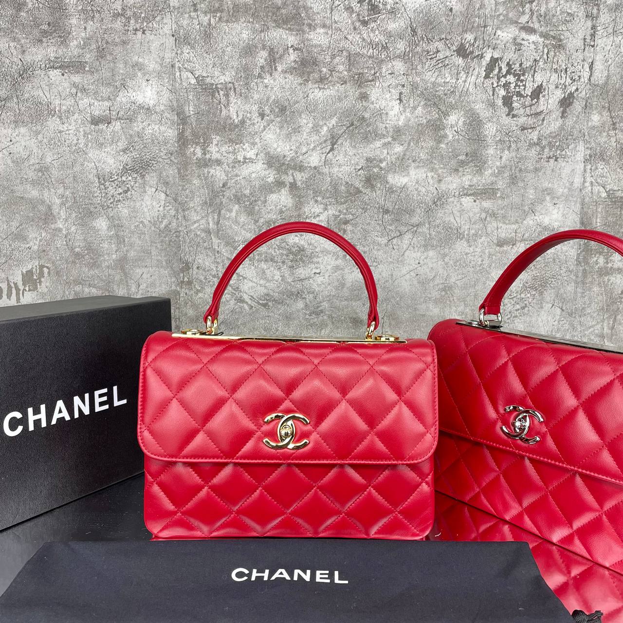 Flap Bag with Top Handle Red