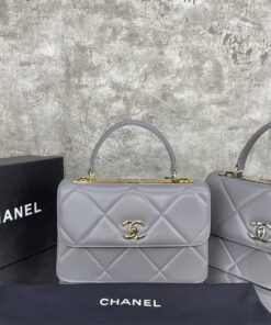 Flap Bag with Top Handle Gray