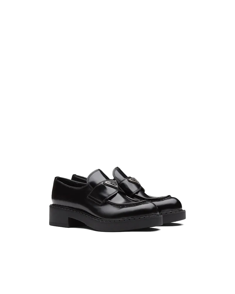 Brushed Leather Women Black Loafers