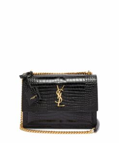 SUNSET MEDIUM CROC-EFFECT LEATHER CROSS-BODY BAG