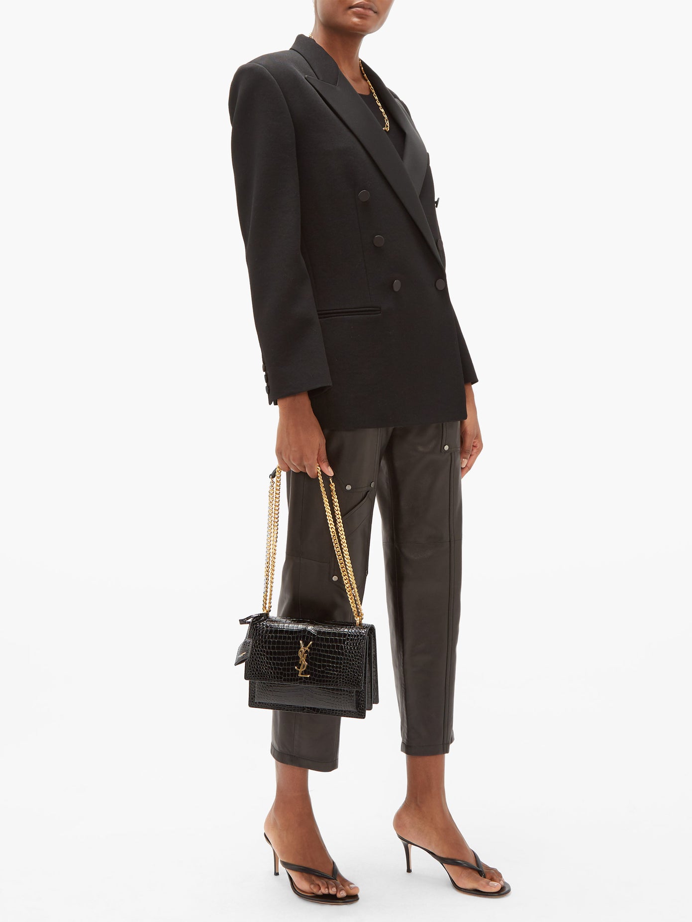 SUNSET MEDIUM CROC-EFFECT LEATHER CROSS-BODY BAG