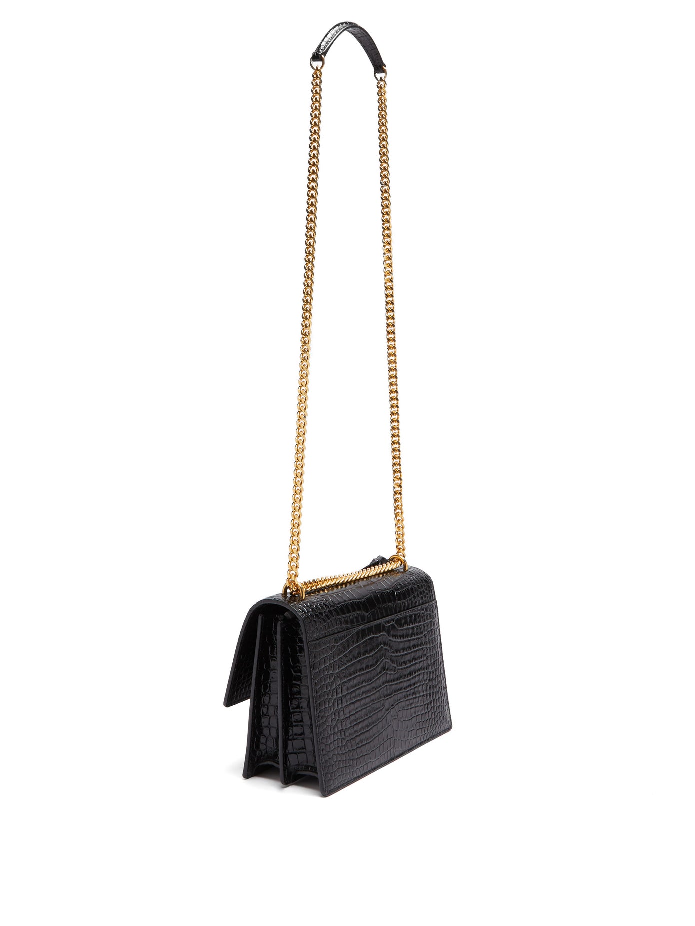 SUNSET MEDIUM CROC-EFFECT LEATHER CROSS-BODY BAG