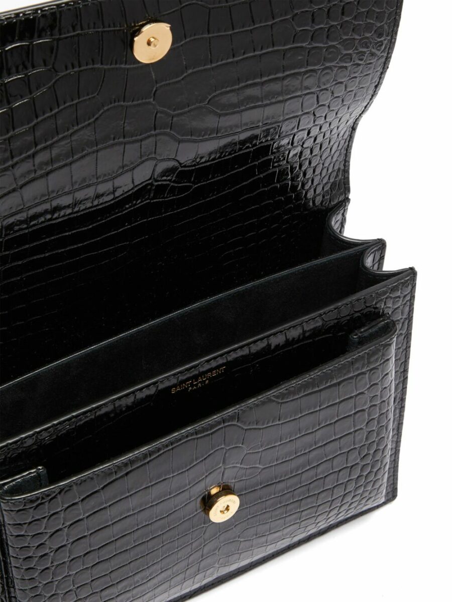 SUNSET MEDIUM CROC-EFFECT LEATHER CROSS-BODY BAG