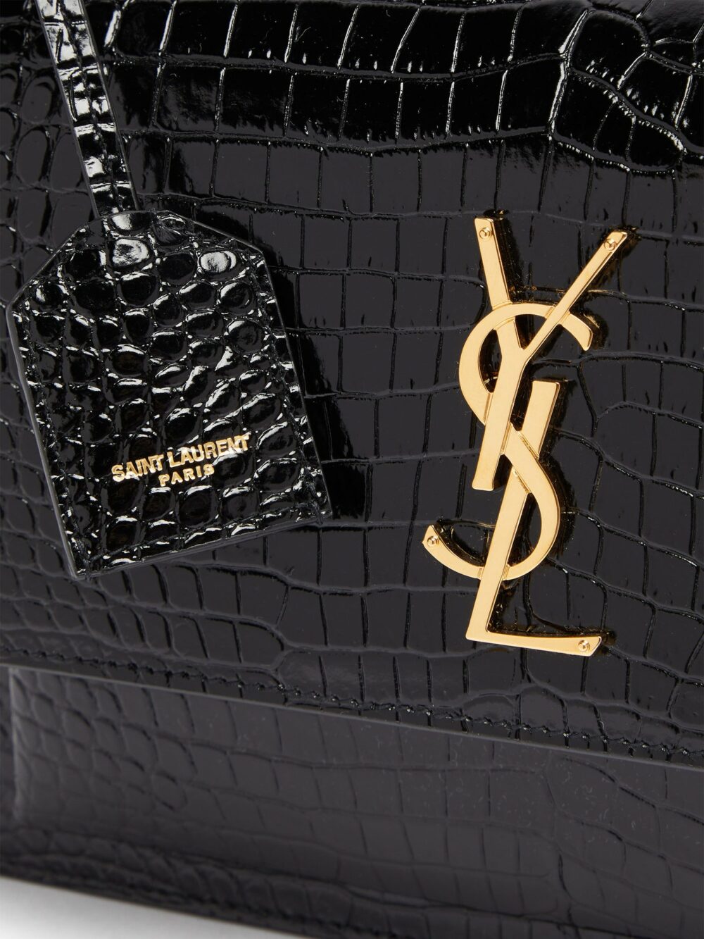 SUNSET MEDIUM CROC-EFFECT LEATHER CROSS-BODY BAG